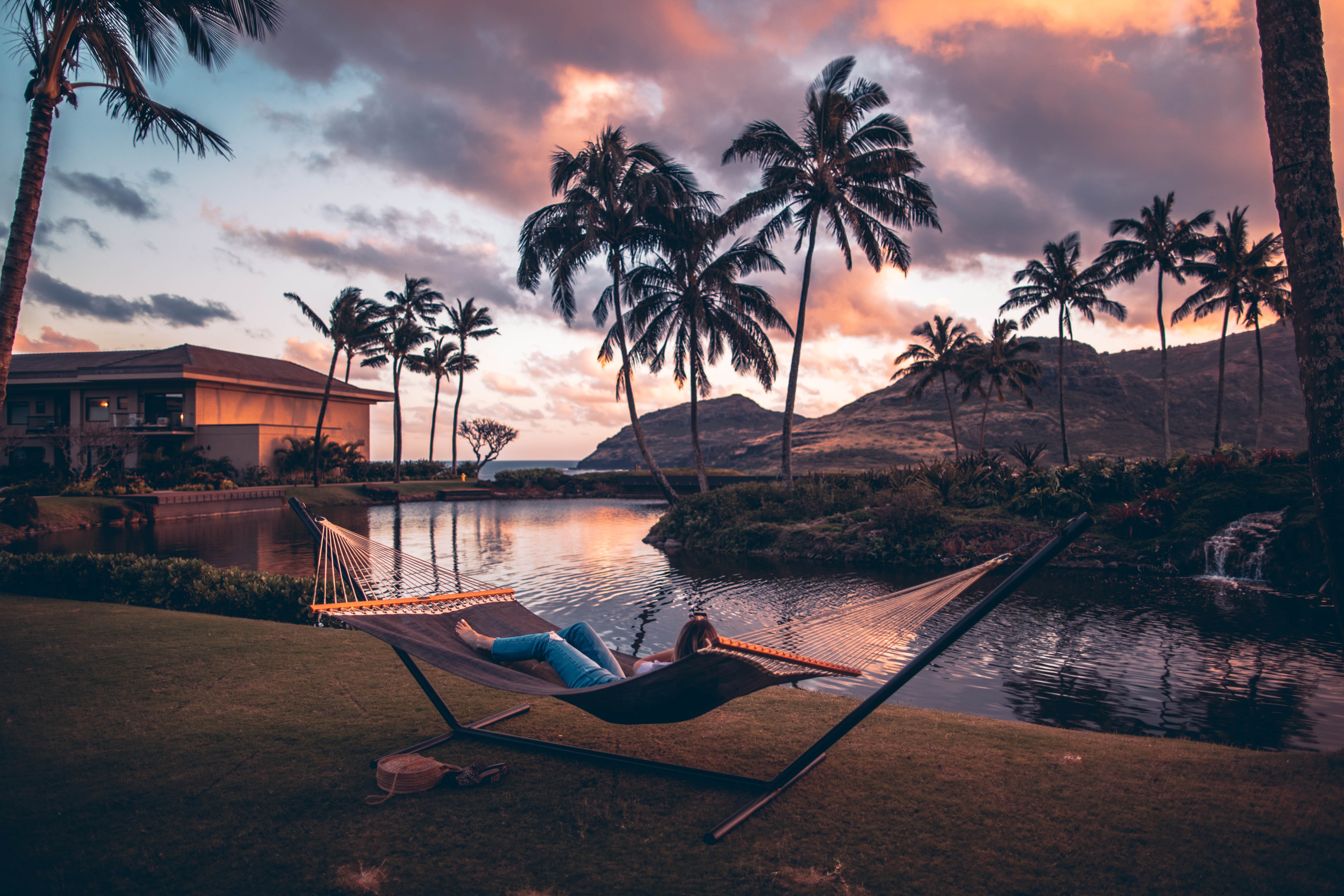 woman relaxing on hammock